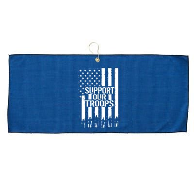 Support Our Troops Distressed American Flag Large Microfiber Waffle Golf Towel