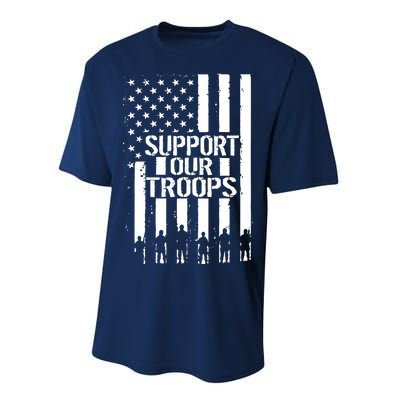 Support Our Troops Distressed American Flag Performance Sprint T-Shirt