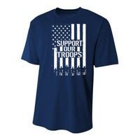 Support Our Troops Distressed American Flag Youth Performance Sprint T-Shirt