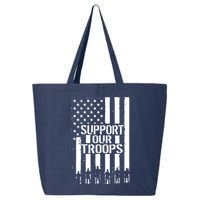 Support Our Troops Distressed American Flag 25L Jumbo Tote