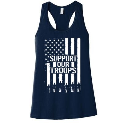 Support Our Troops Distressed American Flag Womens Tank Top