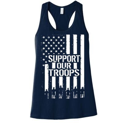 Support Our Troops Distressed American Flag Women's Racerback Tank