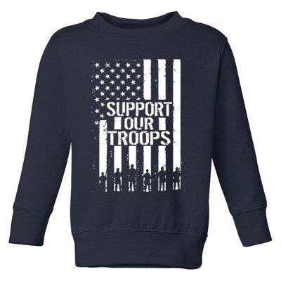 Support Our Troops Distressed American Flag Toddler Sweatshirt