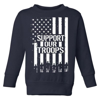 Support Our Troops Distressed American Flag Toddler Sweatshirt