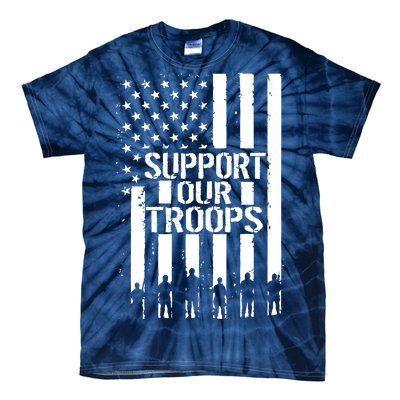 Support Our Troops Distressed American Flag Tie-Dye T-Shirt