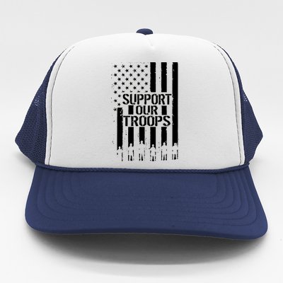 Support Our Troops Distressed American Flag Trucker Hat