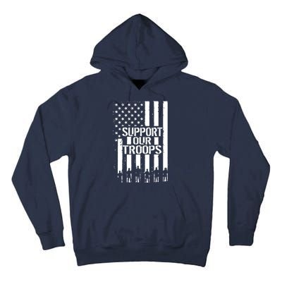 Support Our Troops Distressed American Flag Tall Hoodie