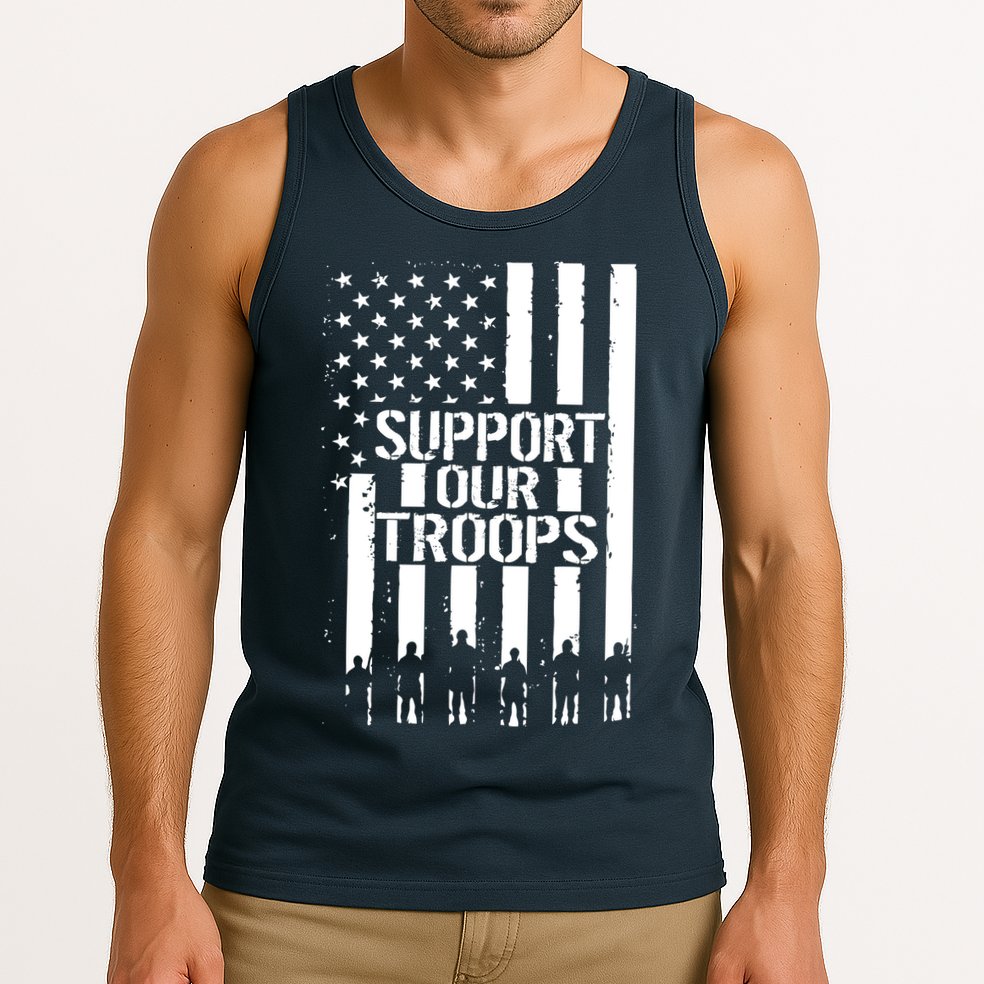 Support Our Troops Distressed American Flag Tank Top