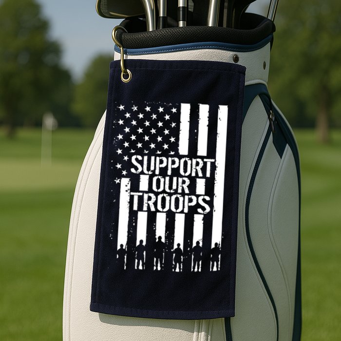 Support Our Troops Distressed American Flag Golf Towel