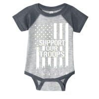 Support Our Troops Distressed American Flag Infant Baby Jersey Bodysuit