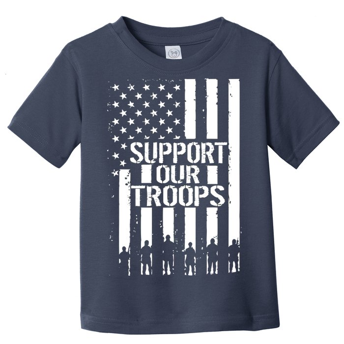 Support Our Troops Distressed American Flag Toddler T-Shirt