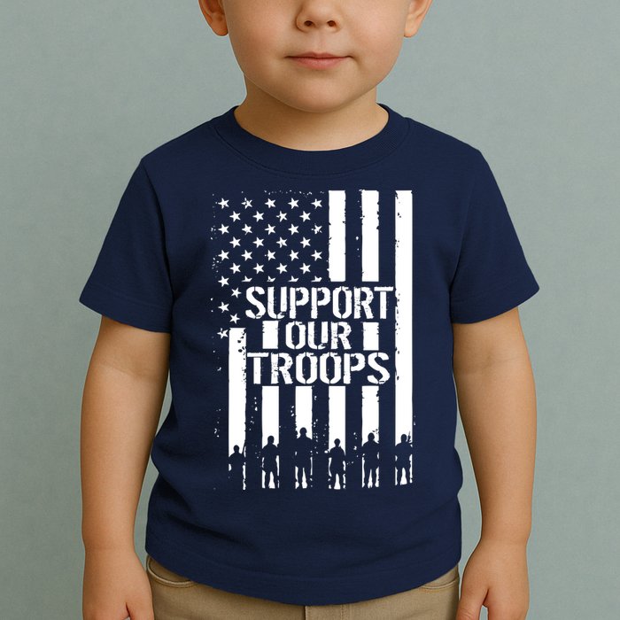 Support Our Troops Distressed American Flag Toddler T-Shirt