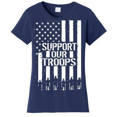 Support Our Troops Distressed American Flag Women's T-Shirt