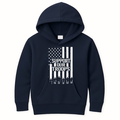 Support Our Troops Distressed American Flag Kids Hoodie