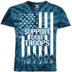 Support Our Troops Distressed American Flag Kids Tie-Dye T-Shirt