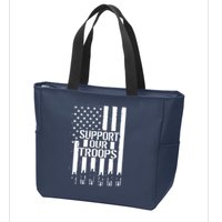 Support Our Troops Distressed American Flag Zip Tote Bag