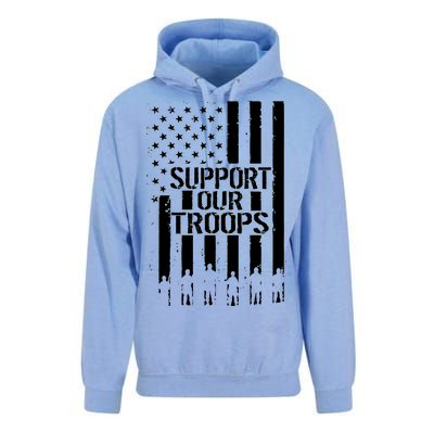 Support Our Troops Distressed American Flag Unisex Surf Hoodie