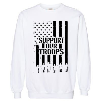 Support Our Troops Distressed American Flag Garment-Dyed Sweatshirt