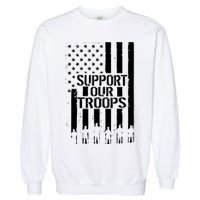 Support Our Troops Distressed American Flag Garment-Dyed Sweatshirt