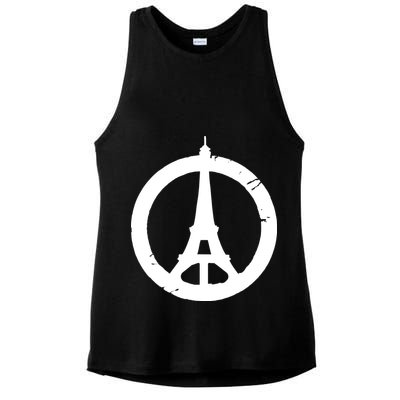 Support Paris Peace Sign Eiffel Tower Ladies PosiCharge Tri-Blend Wicking Tank