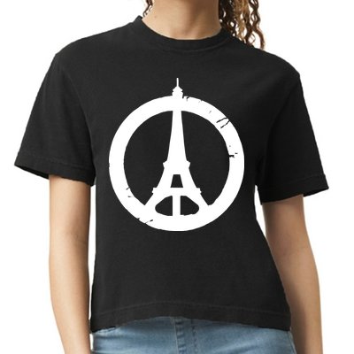 Support Paris Peace Sign Eiffel Tower Comfort Colors Boxy T-Shirt