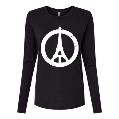 Support Paris Peace Sign Eiffel Tower Womens Cotton Relaxed Long Sleeve T-Shirt