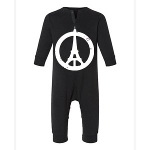 Support Paris Peace Sign Eiffel Tower Infant Fleece One Piece