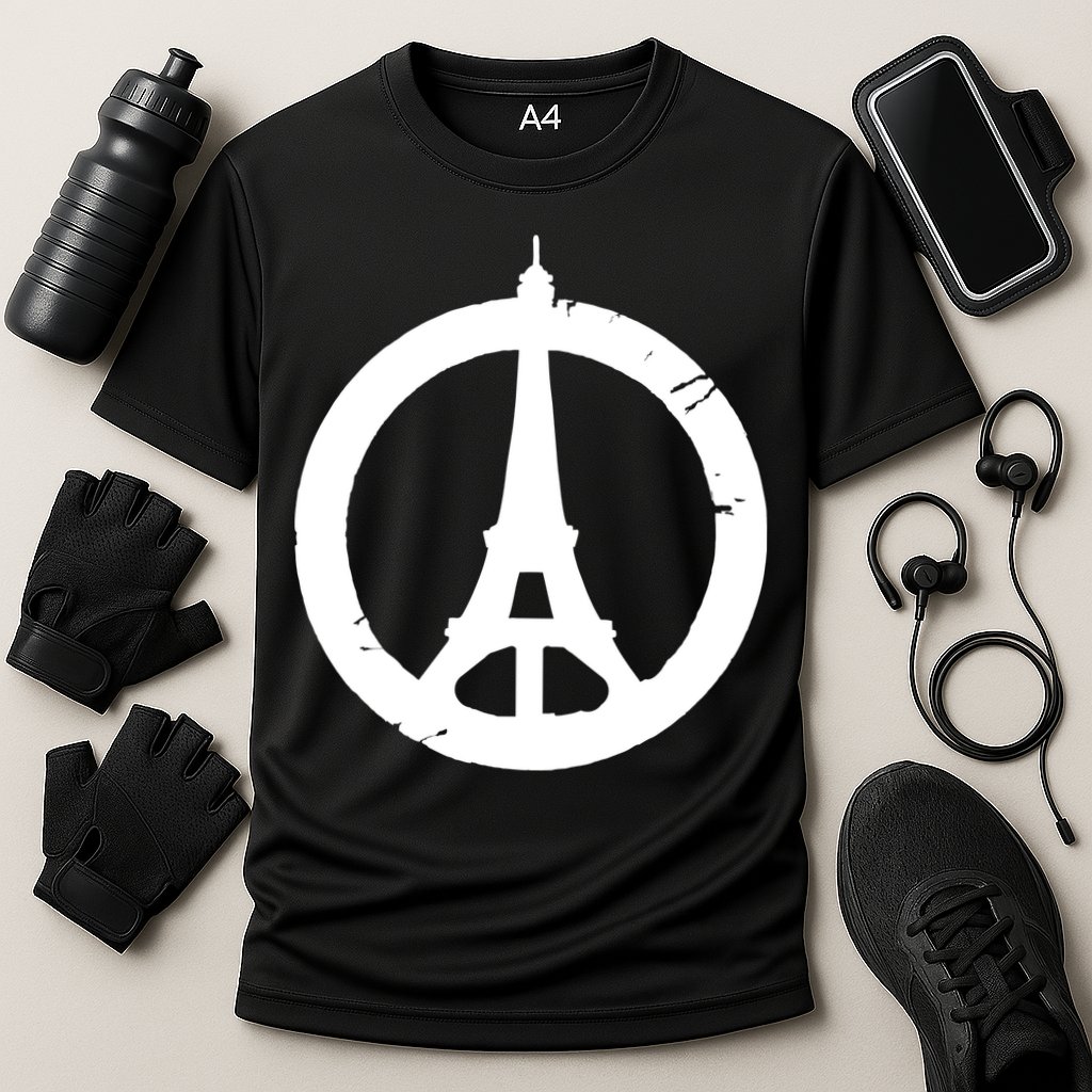 Support Paris Peace Sign Eiffel Tower Performance Shirt