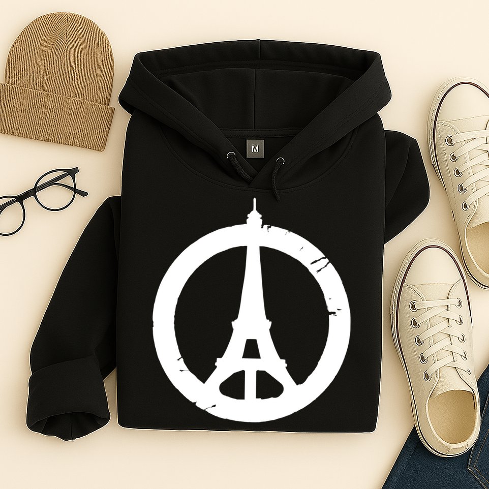 Support Paris Peace Sign Eiffel Tower Hoodie