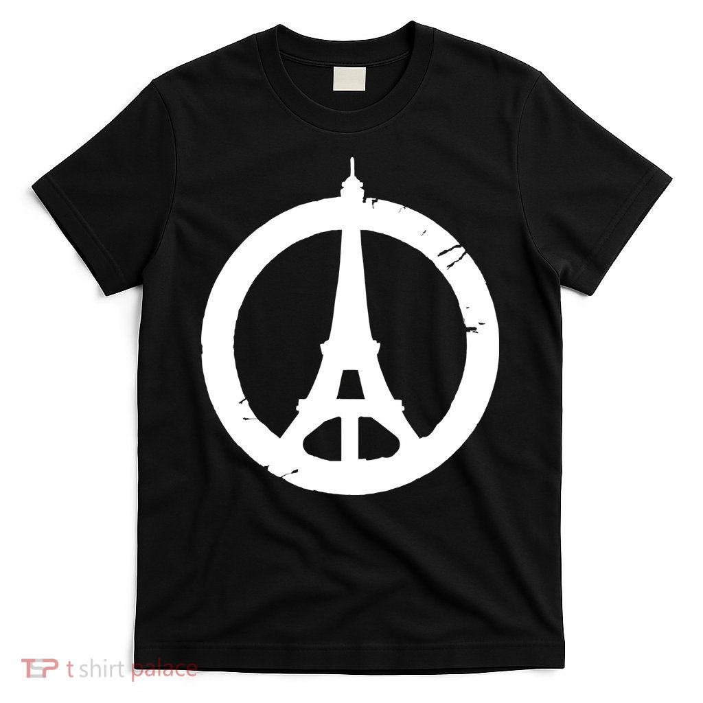Support Paris Peace Sign Eiffel Tower T-Shirt