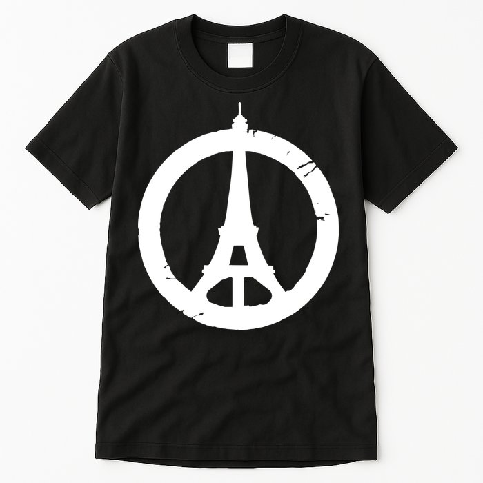 Support Paris Peace Sign Eiffel Tower Tall T-Shirt