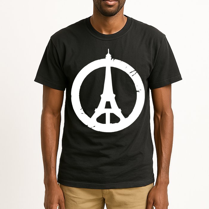Support Paris Peace Sign Eiffel Tower Tall T-Shirt