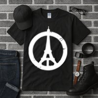 Support Paris Peace Sign Eiffel Tower Tall T-Shirt