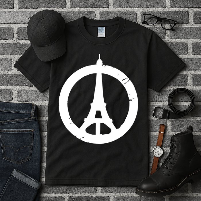Support Paris Peace Sign Eiffel Tower Tall T-Shirt