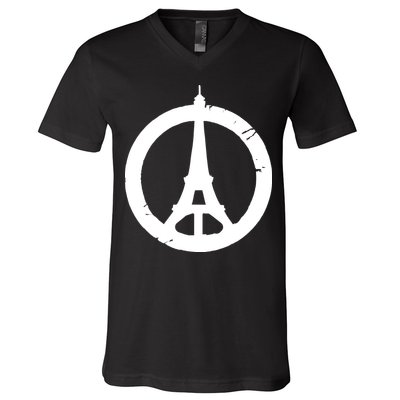 Support Paris Peace Sign Eiffel Tower V-Neck T-Shirt