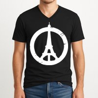 Support Paris Peace Sign Eiffel Tower V-Neck T-Shirt
