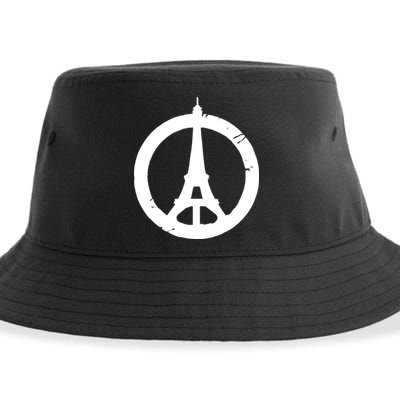 Support Paris Peace Sign Eiffel Tower Sustainable Bucket Hat