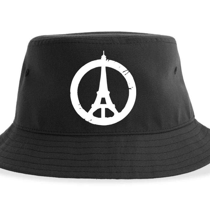 Support Paris Peace Sign Eiffel Tower Sustainable Bucket Hat