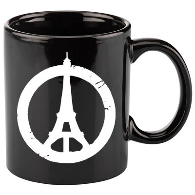 Support Paris Peace Sign Eiffel Tower 11oz C Handle Ceramic Mug