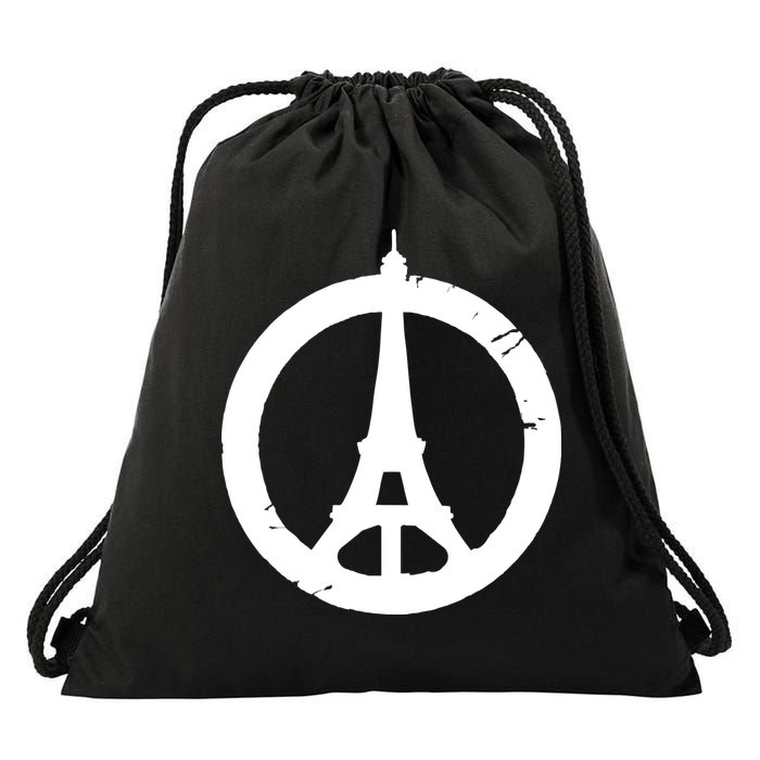 Support Paris Peace Sign Eiffel Tower Drawstring Bag