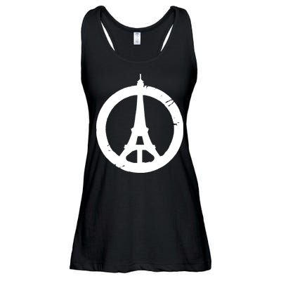 Support Paris Peace Sign Eiffel Tower Ladies Essential Flowy Tank