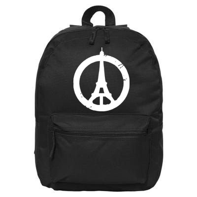 Support Paris Peace Sign Eiffel Tower 16 in Basic Backpack