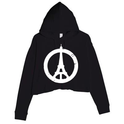 Support Paris Peace Sign Eiffel Tower Crop Fleece Hoodie