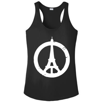 Support Paris Peace Sign Eiffel Tower Ladies PosiCharge Competitor Racerback Tank
