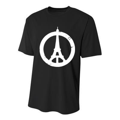 Support Paris Peace Sign Eiffel Tower Youth Performance Sprint T-Shirt