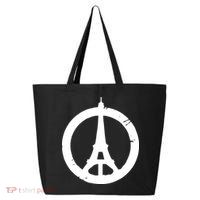 Support Paris Peace Sign Eiffel Tower 25L Jumbo Tote