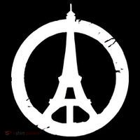 Support Paris Peace Sign Eiffel Tower Pom Pom 12in Knit Beanie