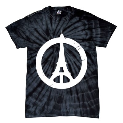 Support Paris Peace Sign Eiffel Tower Tie-Dye T-Shirt