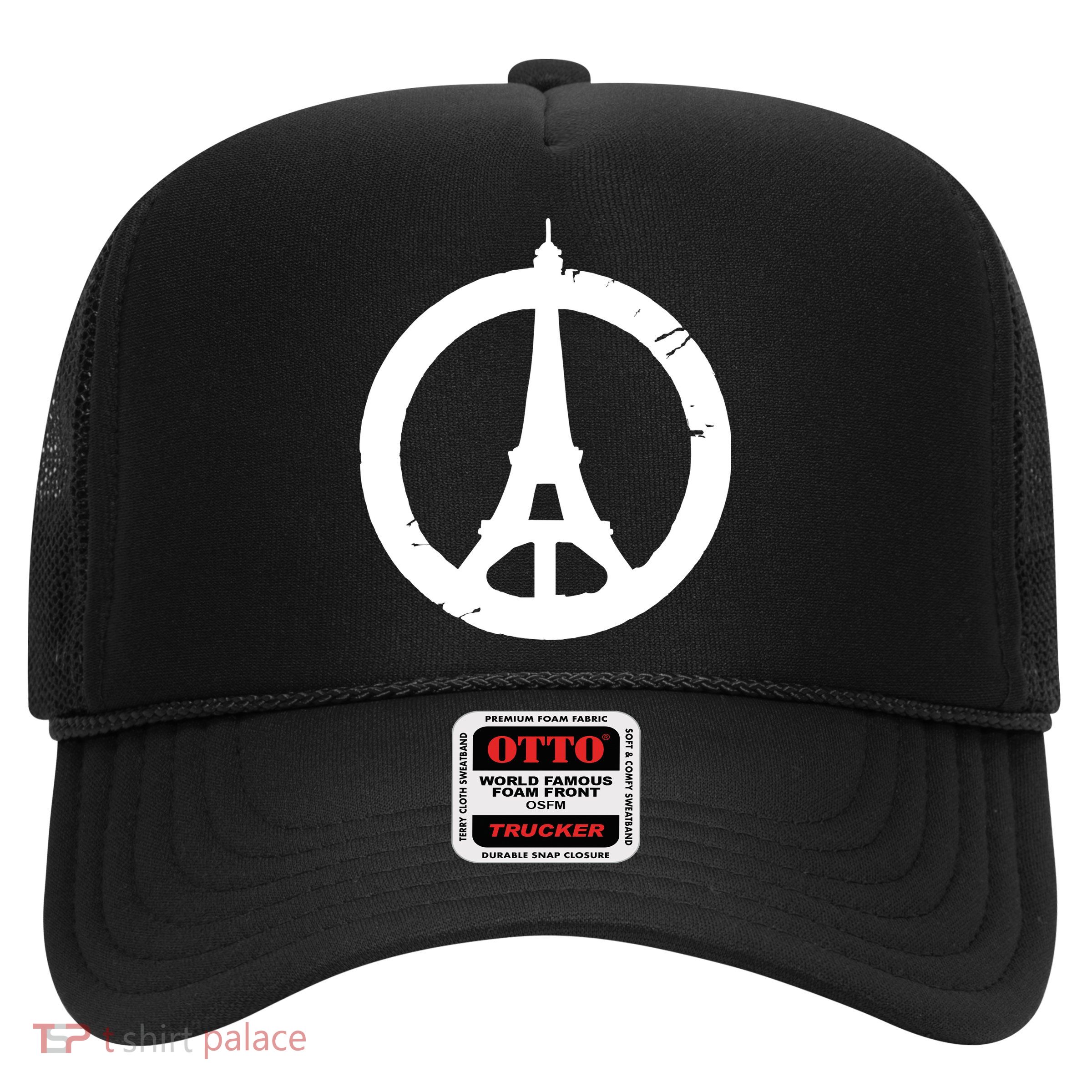 Support Paris Peace Sign Eiffel Tower Trucker Hat