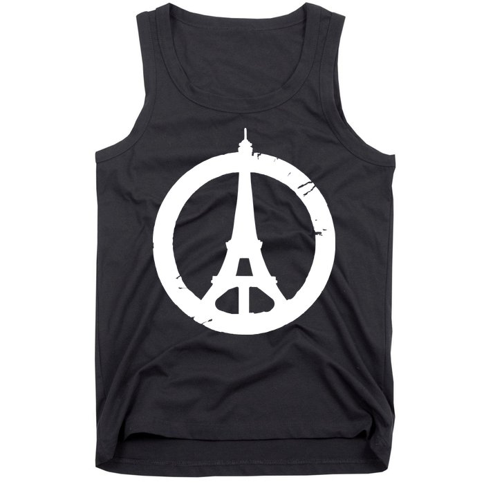 Support Paris Peace Sign Eiffel Tower Tank Top
